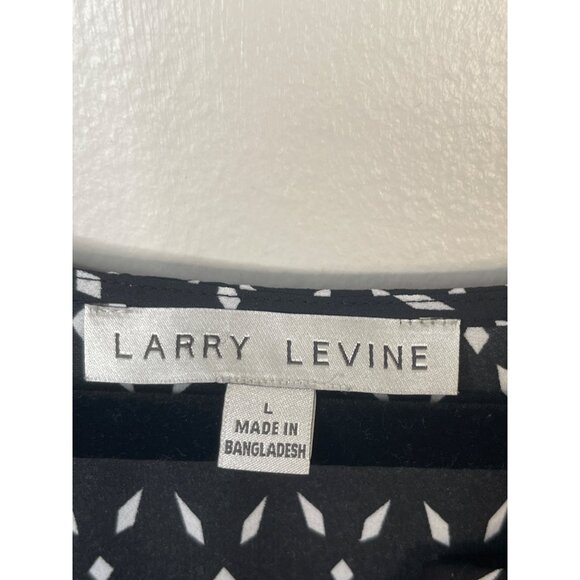 Larry Levine Womens Bohemian Style Black & White Patterned Short Sleeve Blouse L - Picture 3 of 4